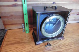 Vintage Forestville mantle Clock wooden w/ key Antique Clock made in Germany 3