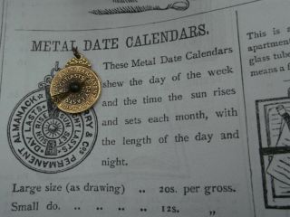 VICTORIAN BRASS PERRY & CO PERMANENT ALMANACK,  WATCH FOB. 3