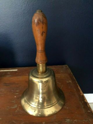Vintage Wwii " Fiddian " Brass Air Raid Hand Ship Bell,  Stamped Antique