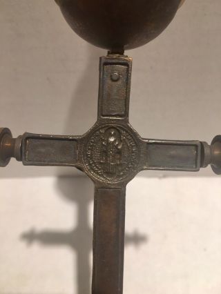 Antique Bronze And Enamel Crucifix Clock 6