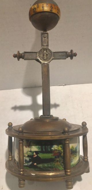 Antique Bronze And Enamel Crucifix Clock 7
