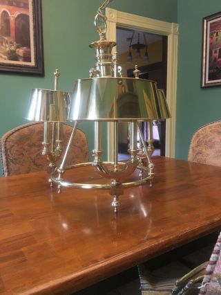 Bouillotte Lamp Brass Chandelier Lightolier 3 Shade Early American/french Style