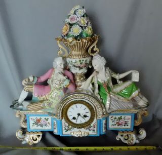 Antique Clock Sevres Mantle Jacob Petit Hand Painted Porcelain Ormolu Ceramic