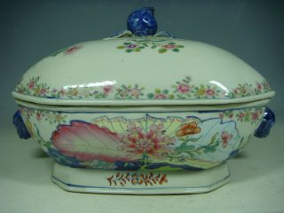 chinese export tobacco leaf porcelain tureen 6