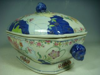chinese export tobacco leaf porcelain tureen 9