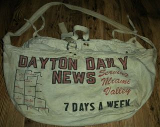 Antique C.  1920 Newspaper Canvas Bag Dayton Ohio Daily News Vafo