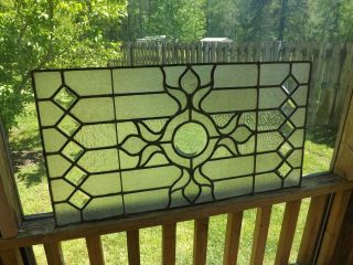 Antique Vintage Beveled Leaded Stained Glass Window Floral Salvage Transom Sash