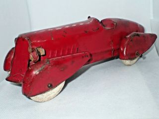 Antique Wyandotte Pressed Steel Streamlined Boat Tail Toy Race Car Red 1930 