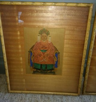 Pair Old or Antique Chinese Ancestor Portrait Painting 2