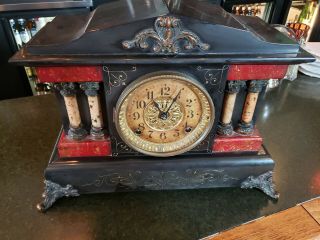 Rare Antique Seth Thomas Adamantine Mantle Clock Sept 7th 1880 