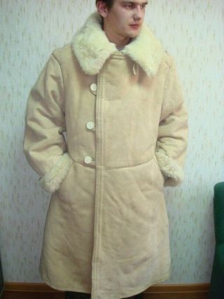 Ussr Soviet Army Winter Sheepskin Coat Tulup Bekesha Very Warm Size 50,  52,  54