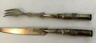Wwi German Trench Art Imperial Crown Bullet Casing Knife And Fork,  6.  5” C.  1914