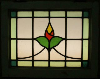 OLD ENGLISH LEADED STAINED GLASS WINDOW Gorgeous Bordered Floral 20.  75 