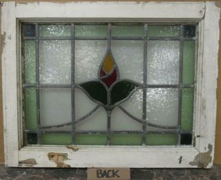 OLD ENGLISH LEADED STAINED GLASS WINDOW Gorgeous Bordered Floral 20.  75 