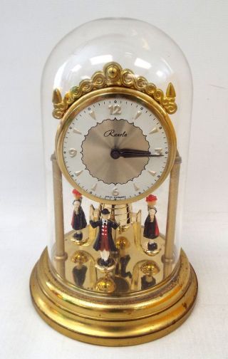 Vintage Ranela Wind Up Dome Mantle Clock With Moving Figures - S77