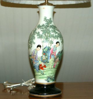 Antique Chinese Famille Rose Lamp Porcelain Vase Republic Qing Chinese 3 - A