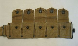 WW1 U.  S.  Army M1917 Dismounted 10 Pocket Cartridge Belt RARE H.  B.  & Co.  1918 10