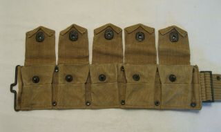 WW1 U.  S.  Army M1917 Dismounted 10 Pocket Cartridge Belt RARE H.  B.  & Co.  1918 9