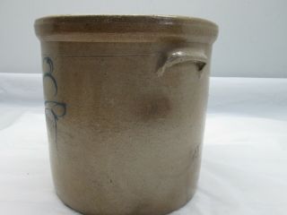 Antique 3 Gallon Salt Glazed Crock with Blue Bee Sting Design,  Stoneware 3