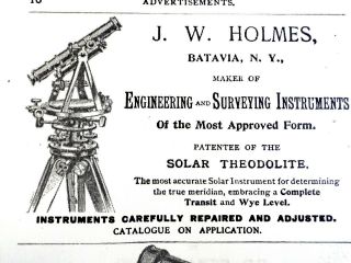 Very Rare J.  W.  Holmes,  Batavia,  NY Surveying Instrument,  Transit,  1880 ' s 5