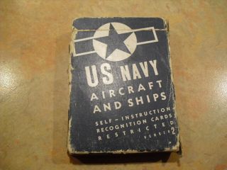 Rare Vintage Ww2 Us Navy Recognition Spotter Cards Plane Ship Restricted 1944