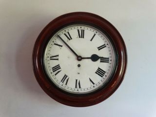 Antique English Fusee Wall Clock Railway Station School Post Office 8 Day 16.  5 "