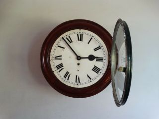 Antique English Fusee Wall Clock Railway Station School Post Office 8 Day 16.  5 
