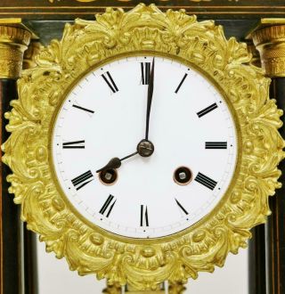 Rare Antique French 8 Day Rosewood & Marquetry Inlaid Portico Mantel Clock 9