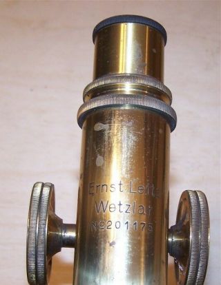 1920 Ernst Leitz Wetzlar Microscope 201175 with B&L Stage & Condenser,  Case 4