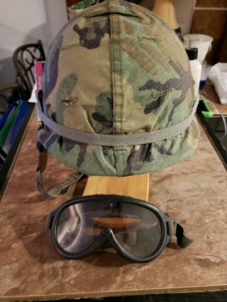 Us Army Vietnam Era Helmet And Liner With Accessories Very Good