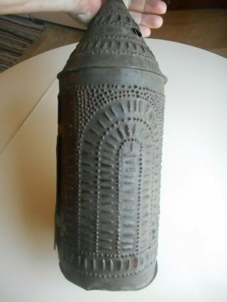 19th C.  Punched Tin Barn Candle Lantern.  Early punched Tin Paul Revere Lantern 2