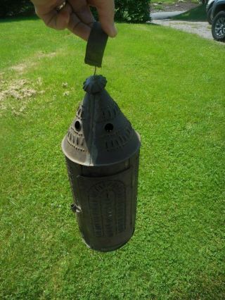 19th C.  Punched Tin Barn Candle Lantern.  Early punched Tin Paul Revere Lantern 9