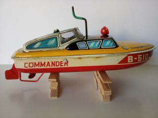 Wind up Boat B - 510 Commander Tin Bandai - Japan 6