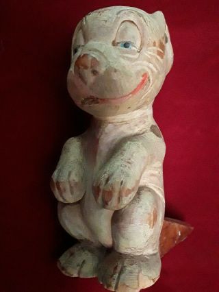 Small Comical Antique German Carved Wood Dog Doorstop Figurine Black Forest 12