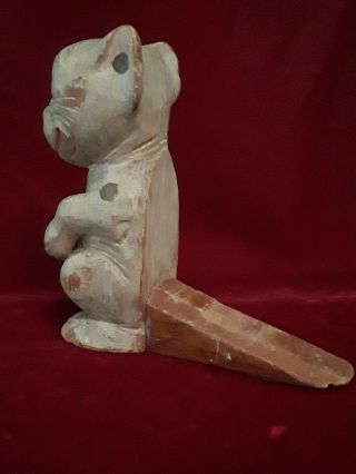 Small Comical Antique German Carved Wood Dog Doorstop Figurine Black Forest 5