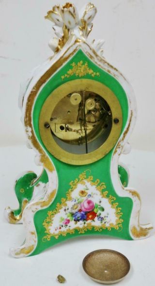 Antique French Empire 8 Day Bell Striking Hand Painted Porcelain Mantel Clock 11