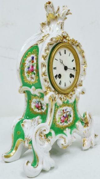 Antique French Empire 8 Day Bell Striking Hand Painted Porcelain Mantel Clock 4