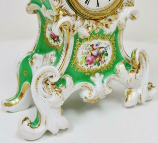 Antique French Empire 8 Day Bell Striking Hand Painted Porcelain Mantel Clock 6