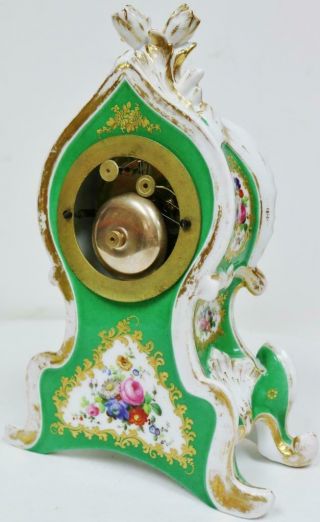 Antique French Empire 8 Day Bell Striking Hand Painted Porcelain Mantel Clock 9