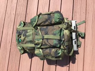 Us Military Alice Field Pack Medium Lc - 2 Rucksack Complete W/ Frame Woodland
