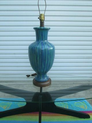 Mid Century Modern Large Drip Glaze Table Lamp Vibrant Colors /