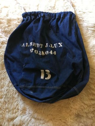 Vintage Ww2 Blue Denim Us Navy Army Printed Military Laundry Barracks Bag