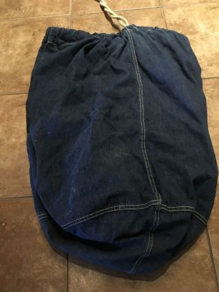 Vintage WW2 Blue Denim US Navy Army Printed Military Laundry Barracks Bag 6