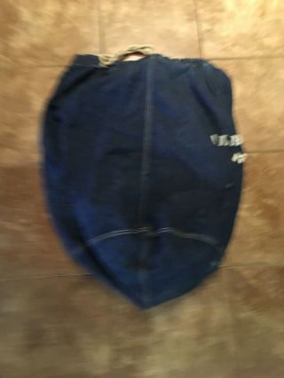 Vintage WW2 Blue Denim US Navy Army Printed Military Laundry Barracks Bag 7