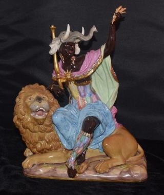 Rare Large Meissen Figurine " Africa " - Moor Sitting On Lion - 12 " H - 689 - Perfect