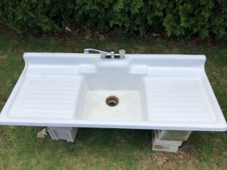 Vintage Farmhouse Sink,  Cast Iron Porcelain Sink 60”x24 1/2” 2