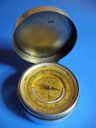 1891 Hallmarked Solid Silver Cased Pocket Barometer Triple Compendium -