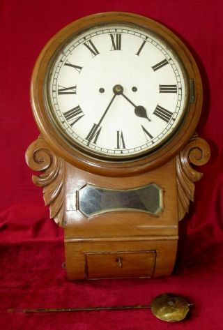 Delightful Small Mahogany 10in Drop Dial Double Fusee Clock