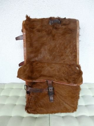 Perfect 1949 Swiss Army Cowhide Leather Backpack Rucksack Military Fur Top