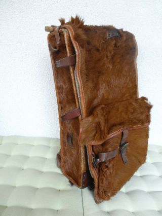 Perfect 1949 Swiss Army Cowhide Leather Backpack Rucksack Military Fur TOP 3